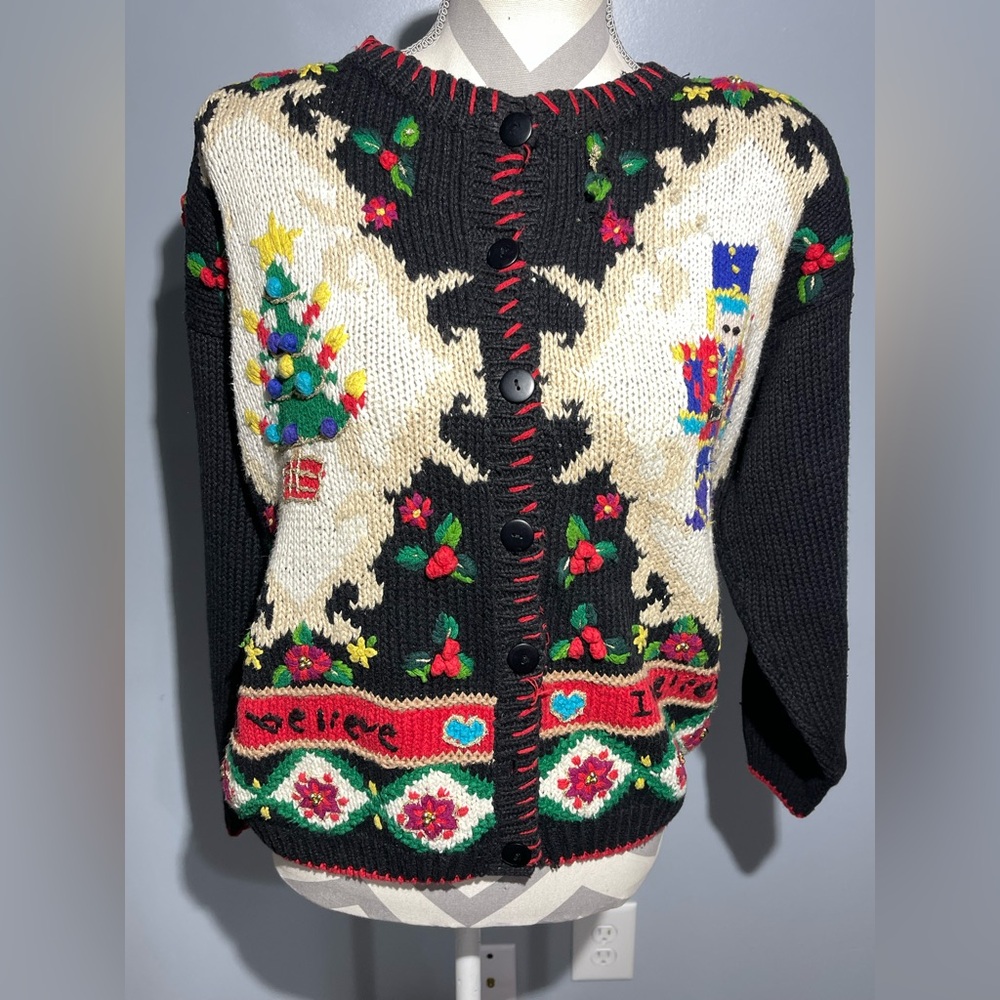 Holiday Black Cardigan Sweater